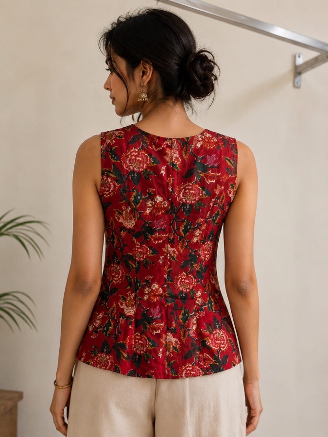Cotton Printed Floral Peplum Top